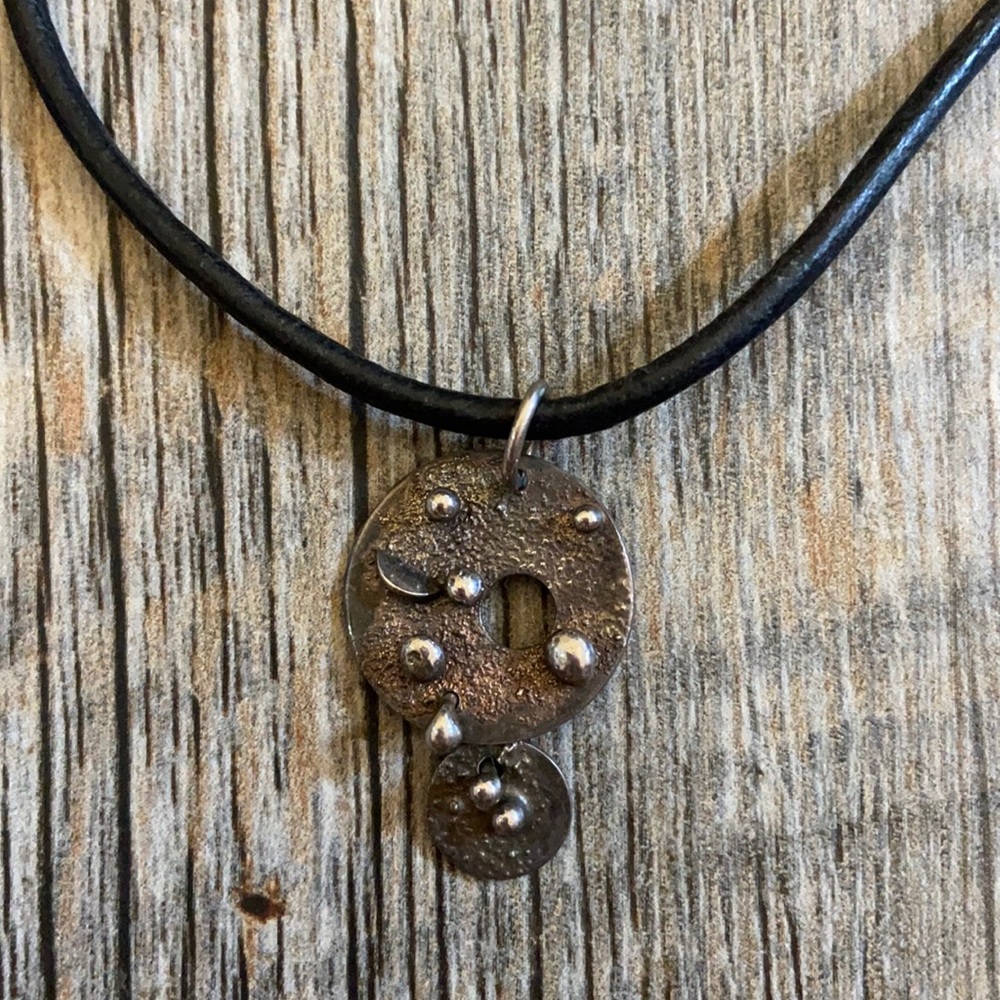 Lia Sophia Necklace - Abstract Charm on Black Cord